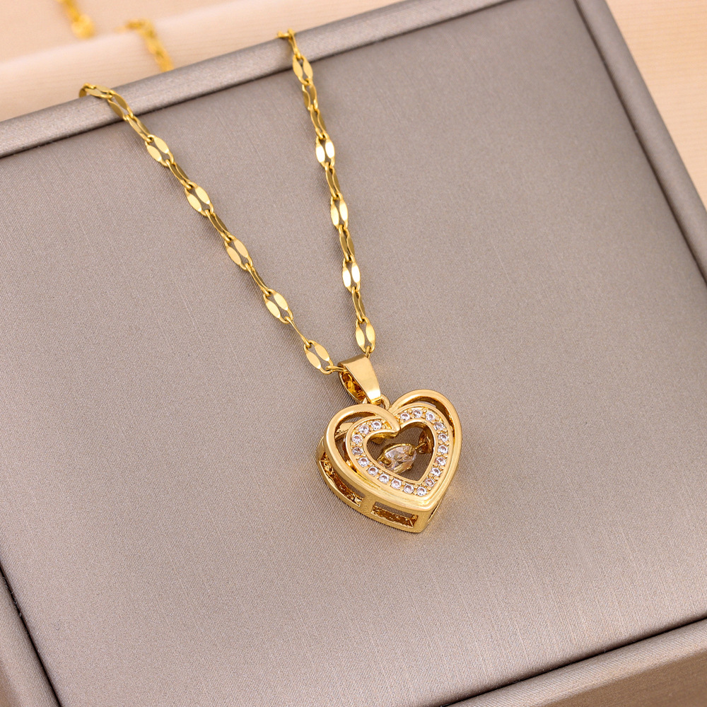 Love Heart Pendentif - Collier à Double Couches