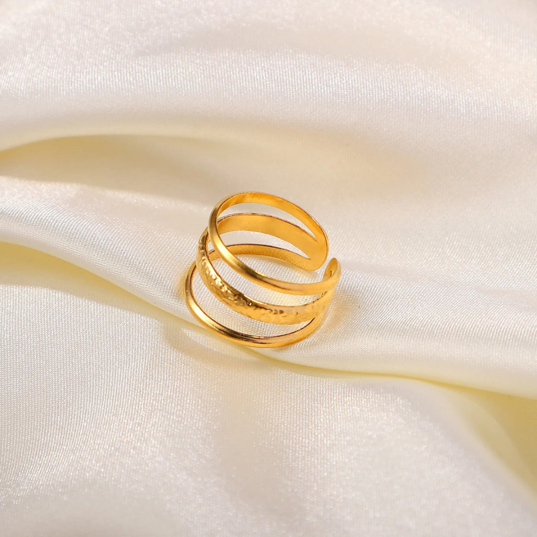 Cess – Bague Rétro Ouverte à Trois Lignes