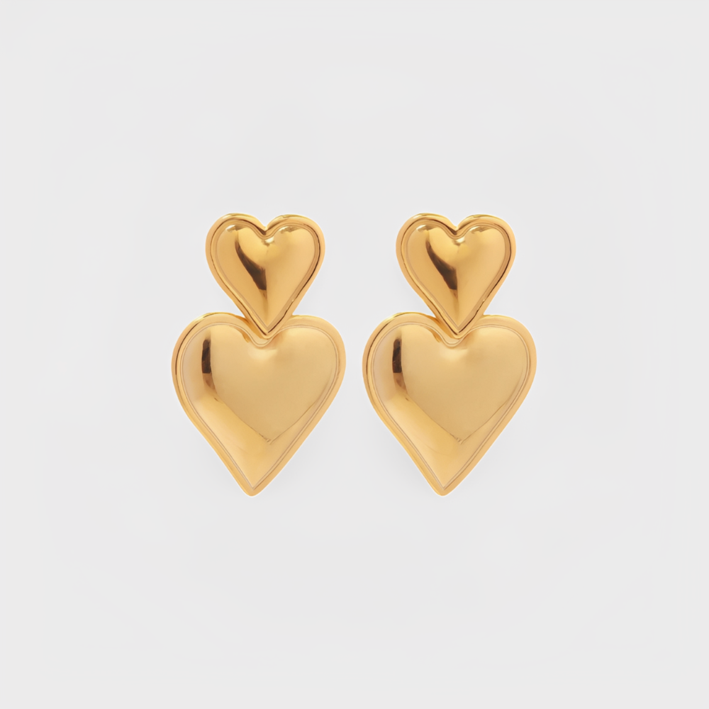 Lydia – Boucles d'oreilles Double Cœur