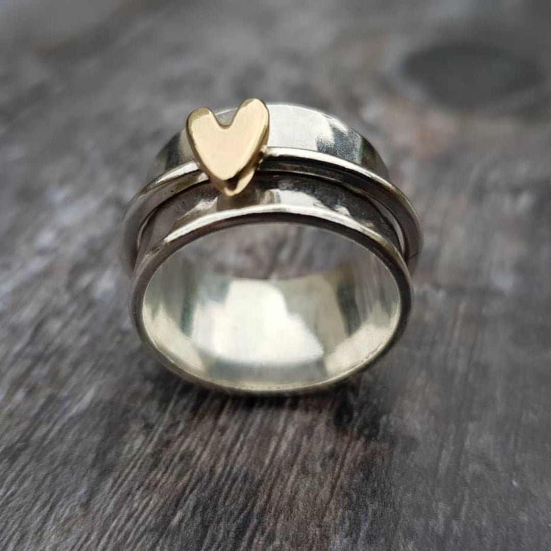 Lanie – Bague Vintage Cœur Doré en Argent