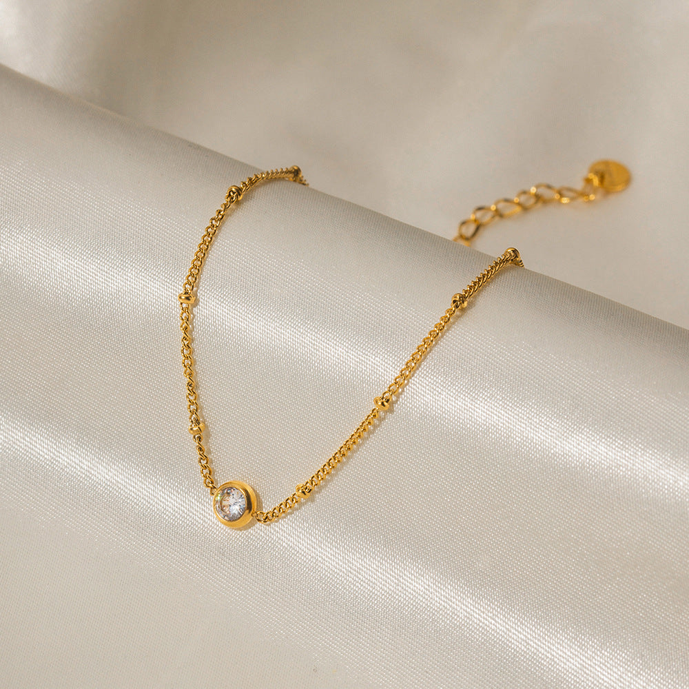 Haruki – Bracelet de Cheville Charme Cristal Doré