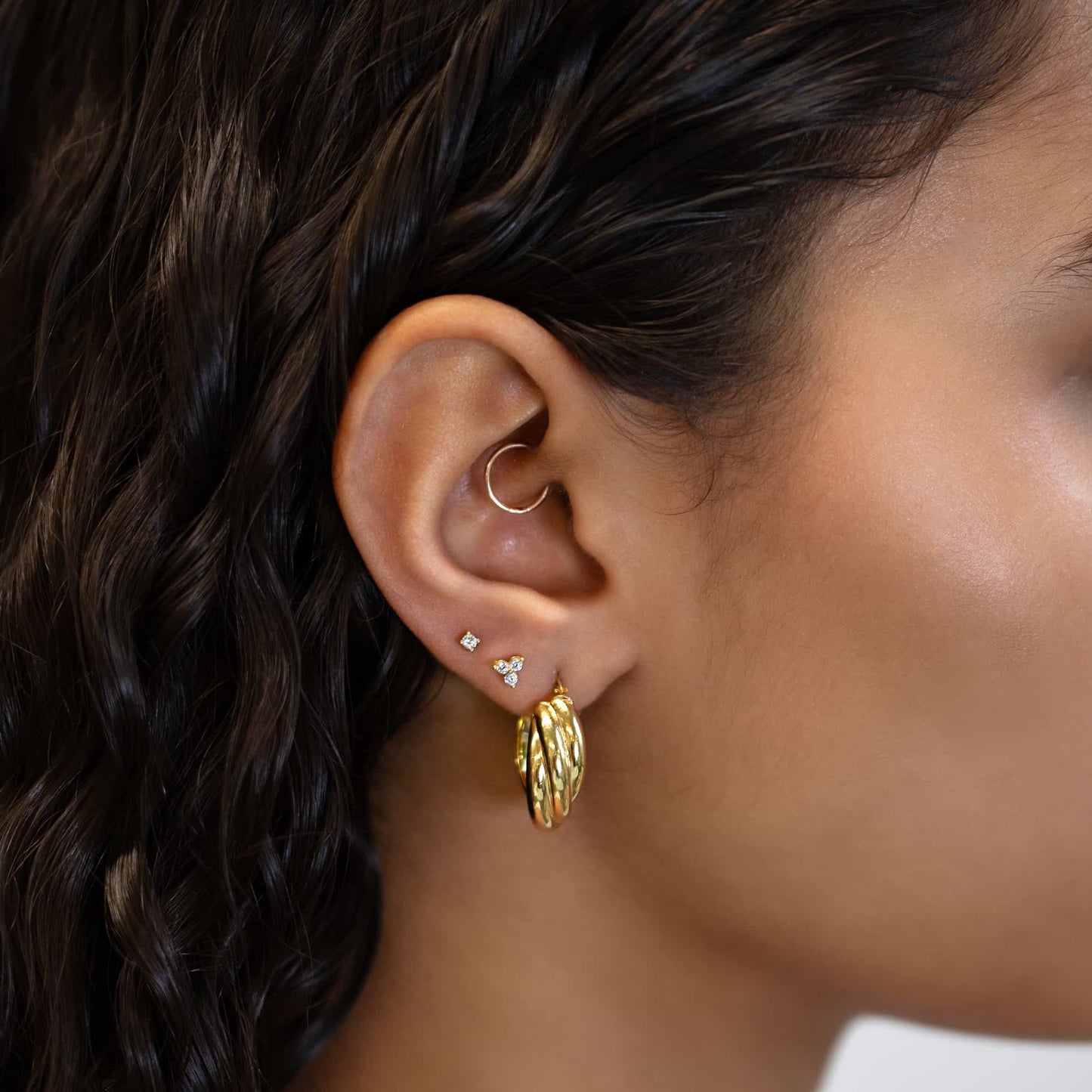 Set de Boucles d'Oreilles Pave Trèfle Minuscule