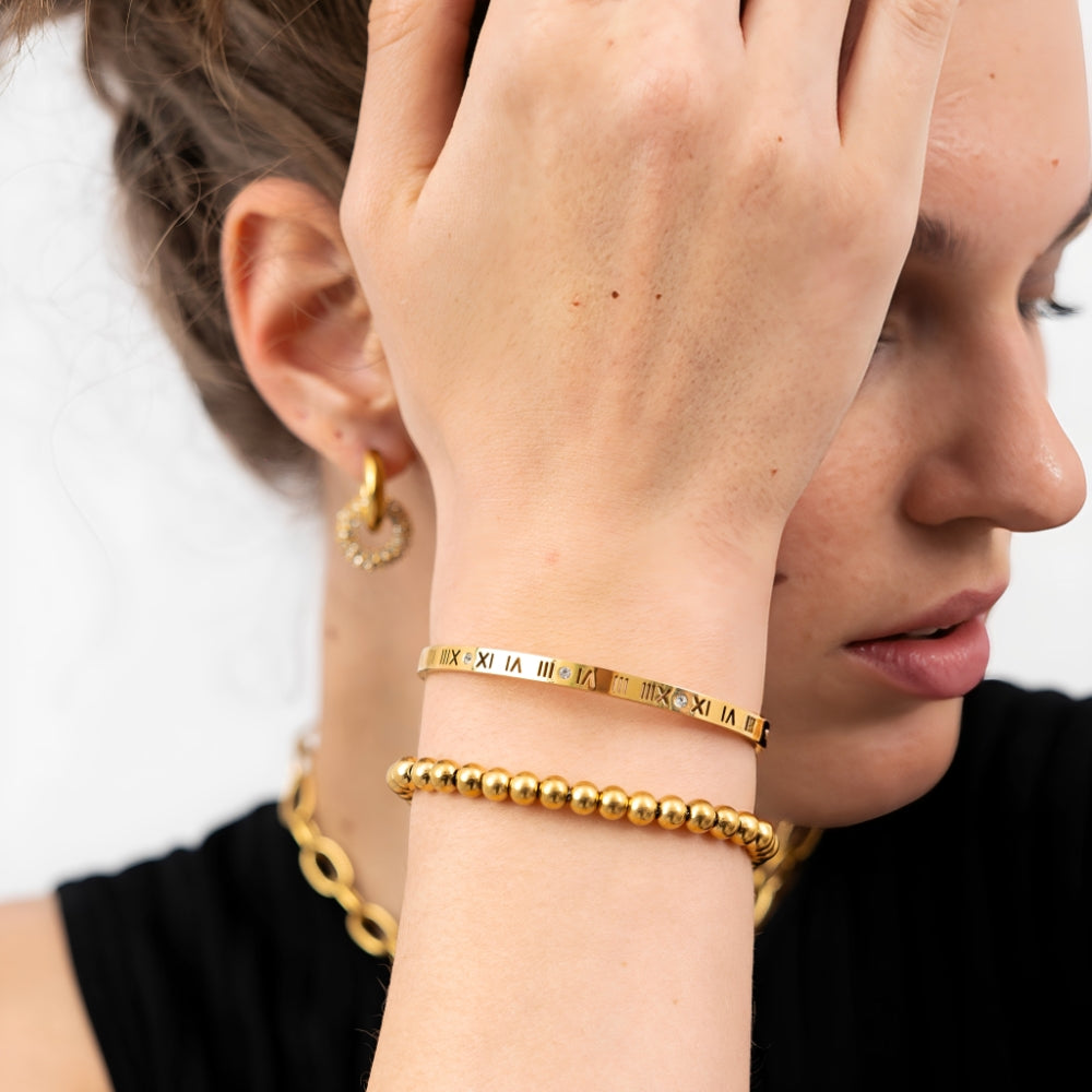 Frankie – Bracelet Bangle avec Nombres Romains