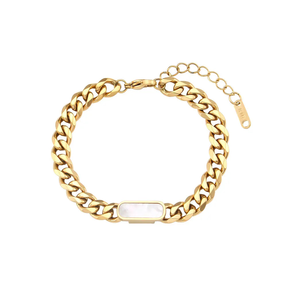 Marcie – Bracelet Cubain en Métal Titane Plaqué Or