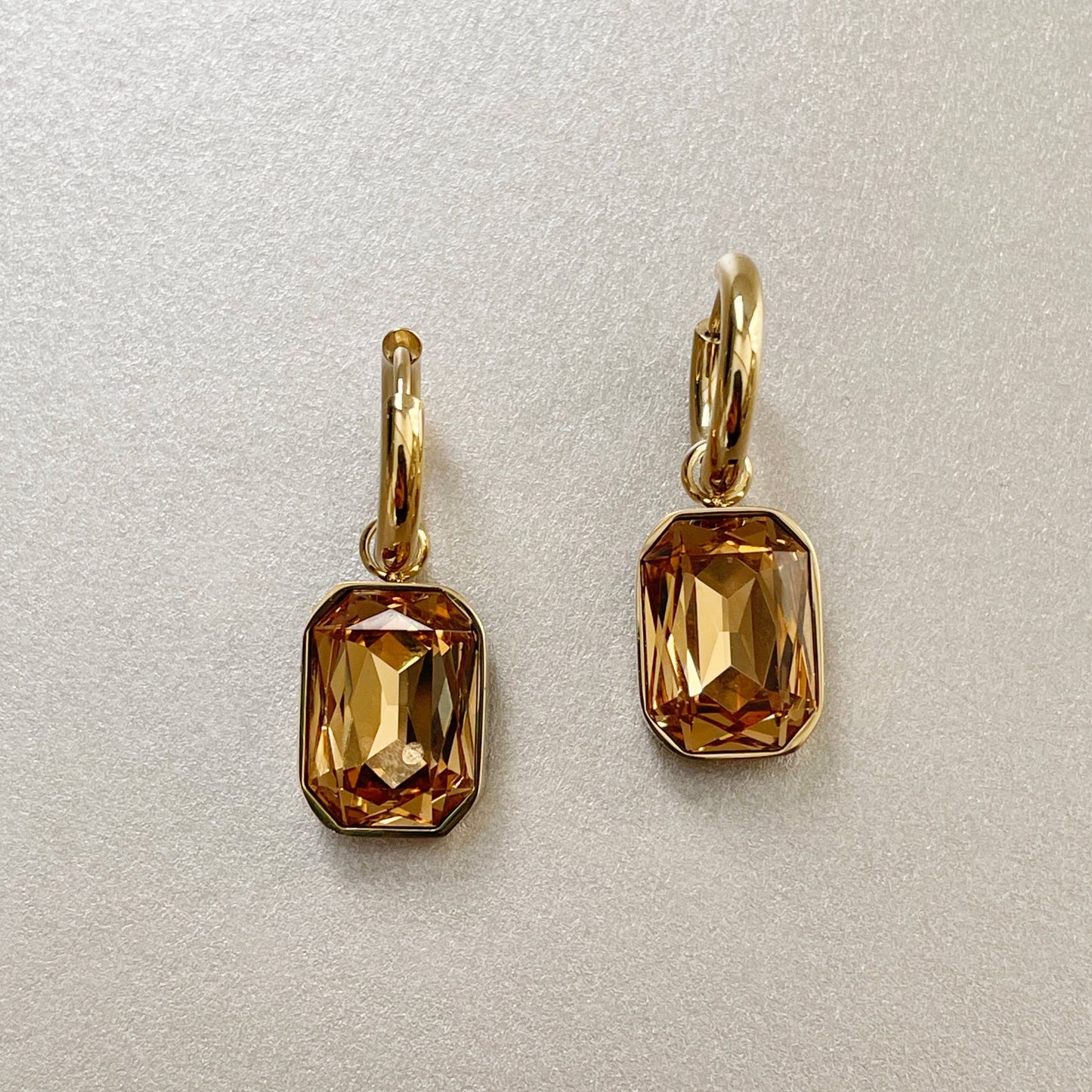 Neri – Boucles d'oreilles Plaquées Or avec Bijou Ambre