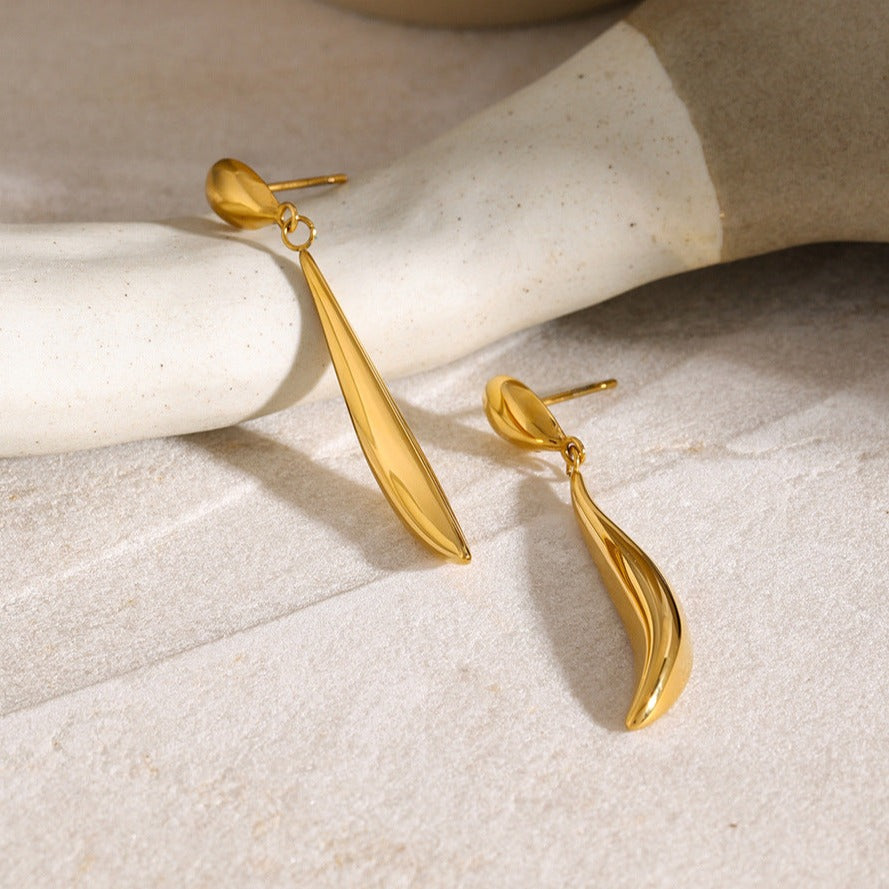 Leilla – Boucles d’Oreilles Goutte Or Liquide