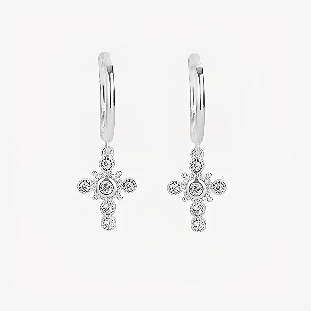 Yasmine – Boucles Croix Argent 925 Chic