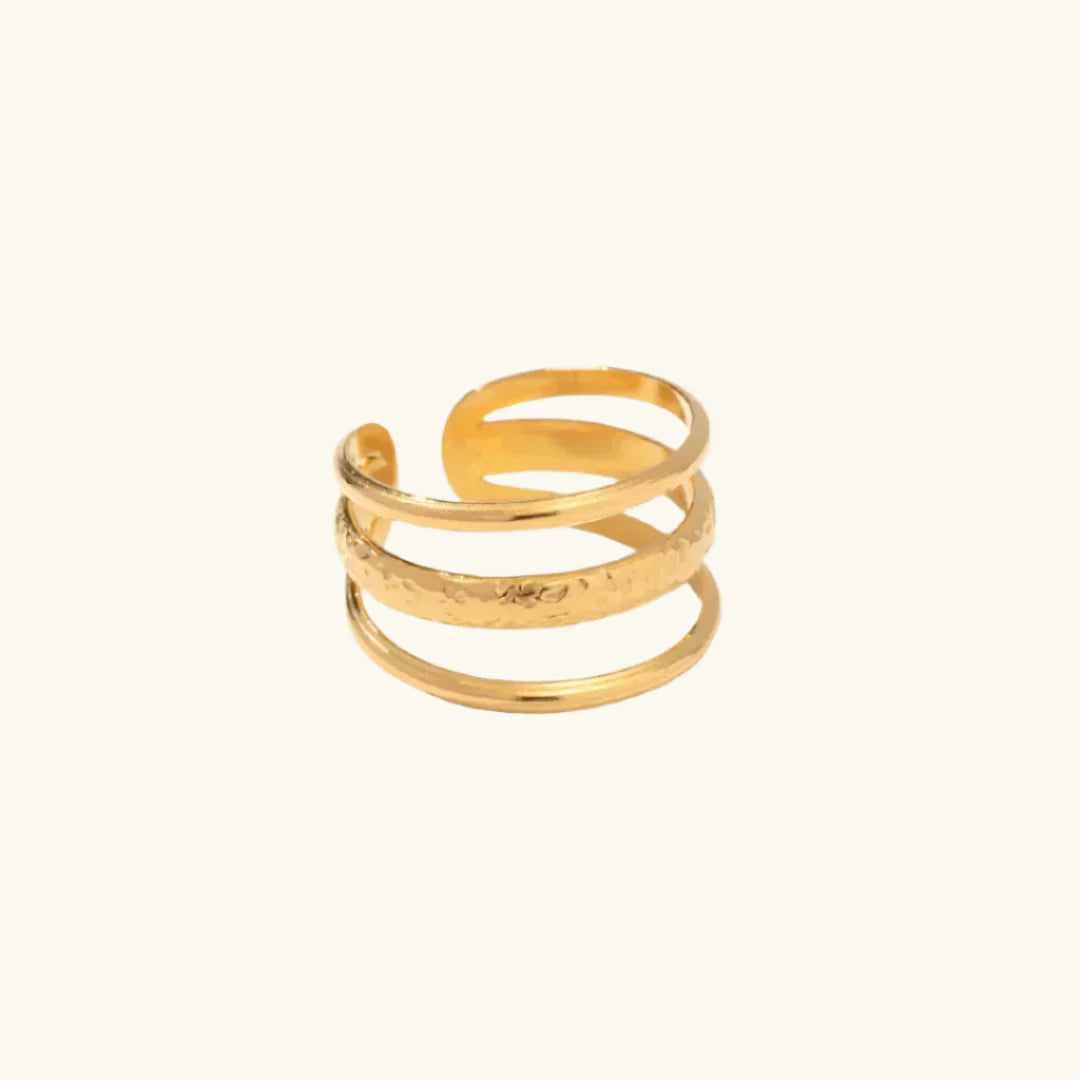 Inez – Bague Rétro Ouverte à Relief Trois Lignes
