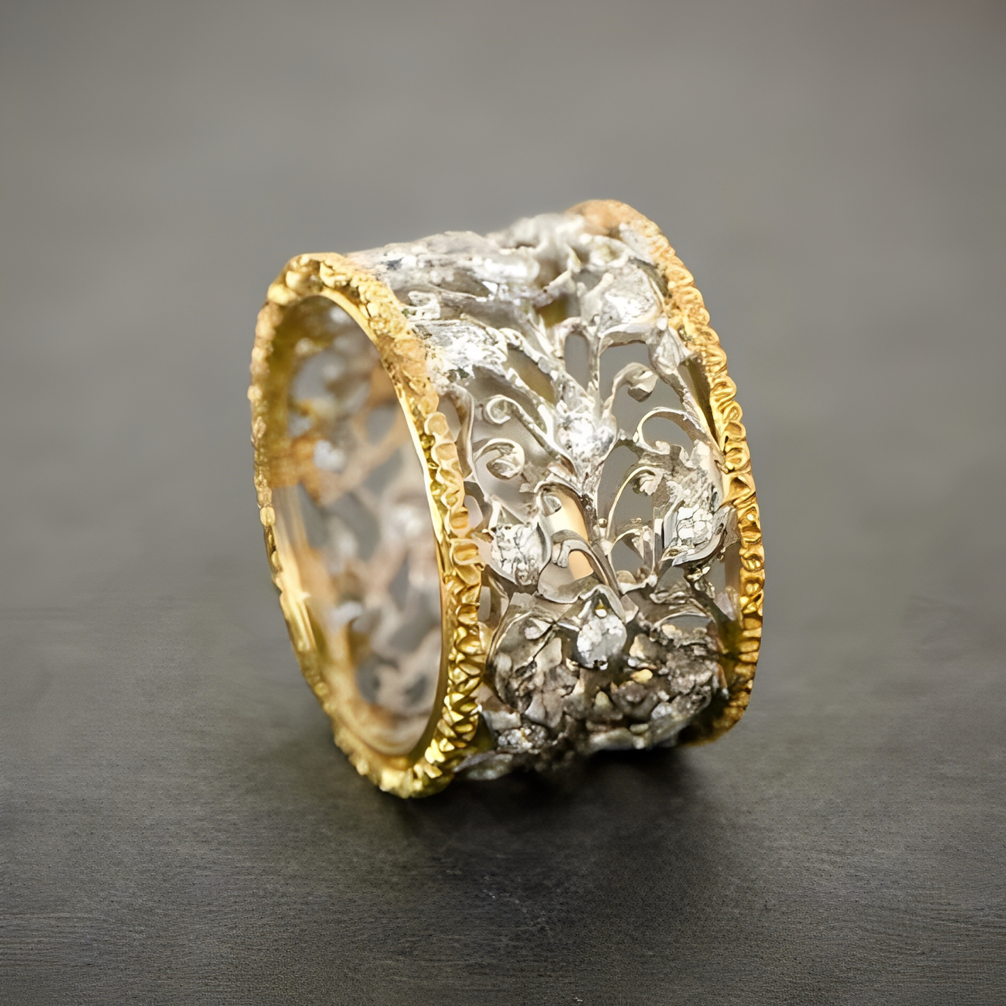 Mika – Bague Vintage en Zirconium Forme Lierre