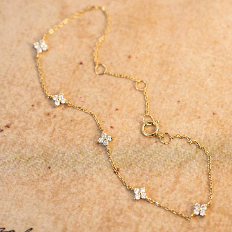 Bracelet en fleur de zirconium - Bracelet minimaliste