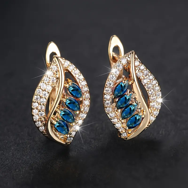 Katrin – Boucles d’Oreilles Dorées Ciel Azur
