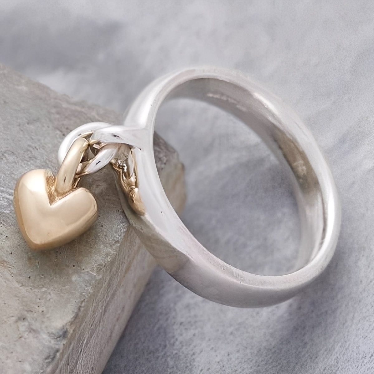Maelie – Bague Argent Cœur Mobile Style Rétro