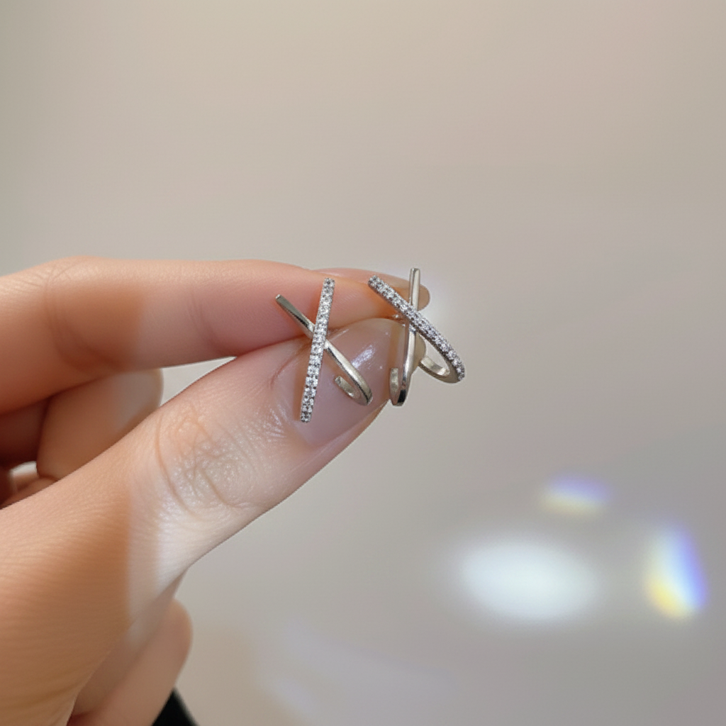 Ayla – Boucles Croisées Pavées de Cristaux