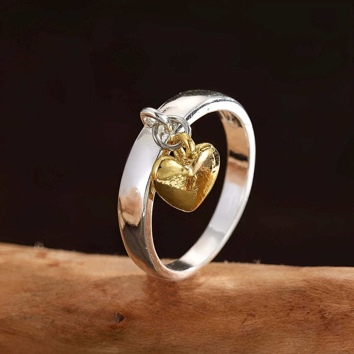 Miriam – Bague Vintage en Argent Cœur Suspendu