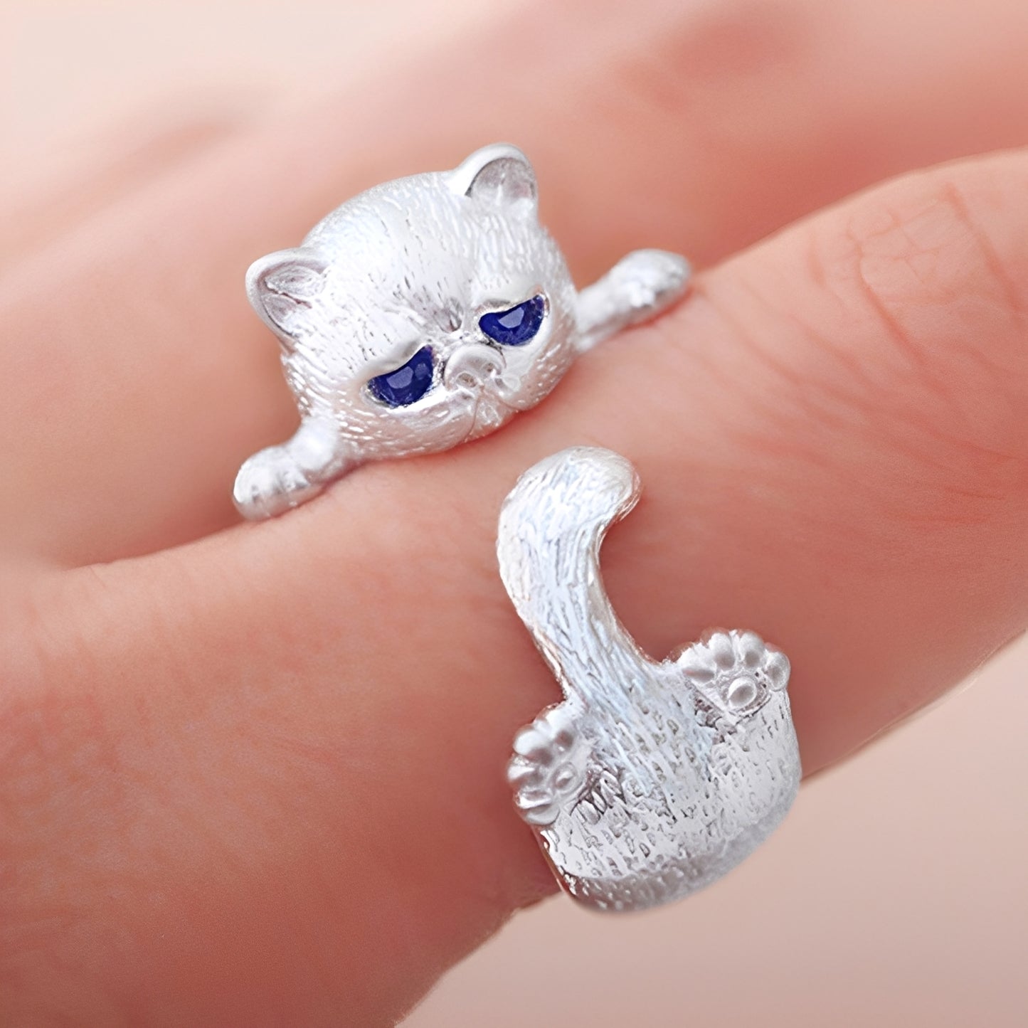 Louna – Bague Petit Chat Ajustable Argent 925