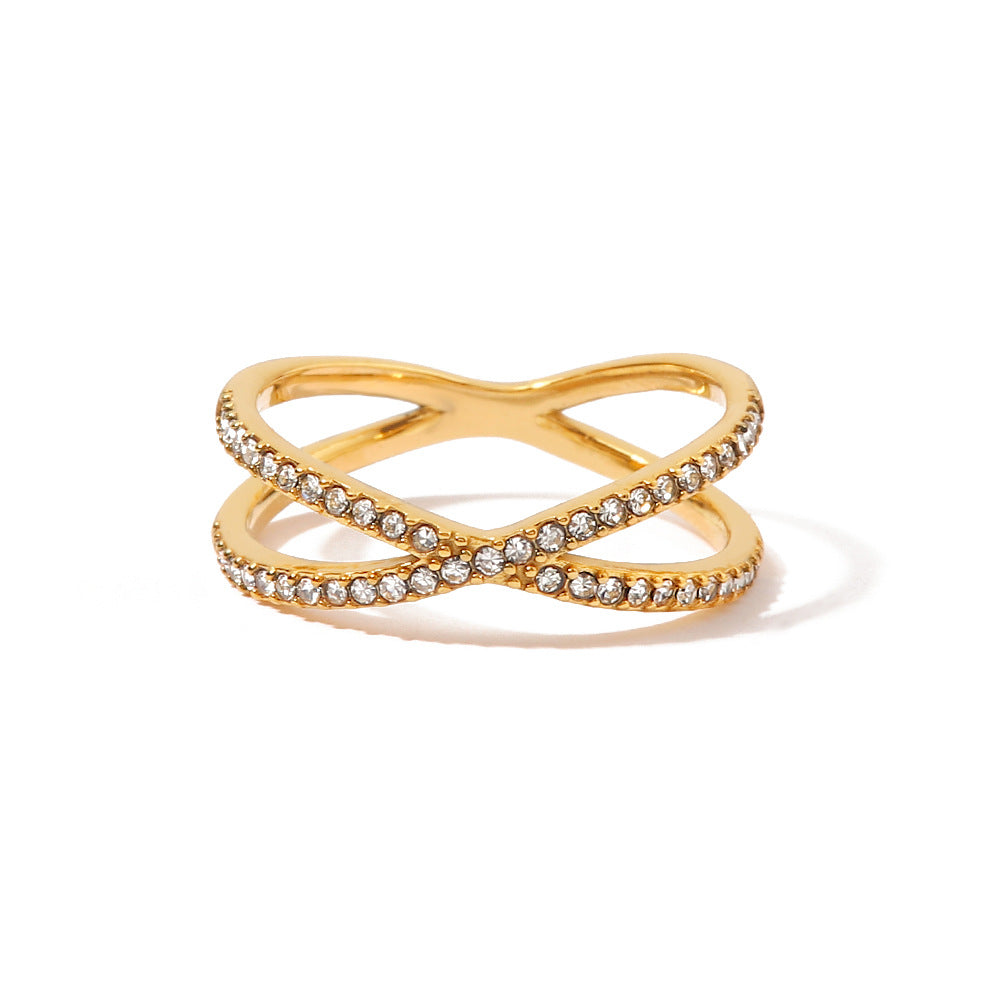 Nia – Bague Croix en Or avec Diamants