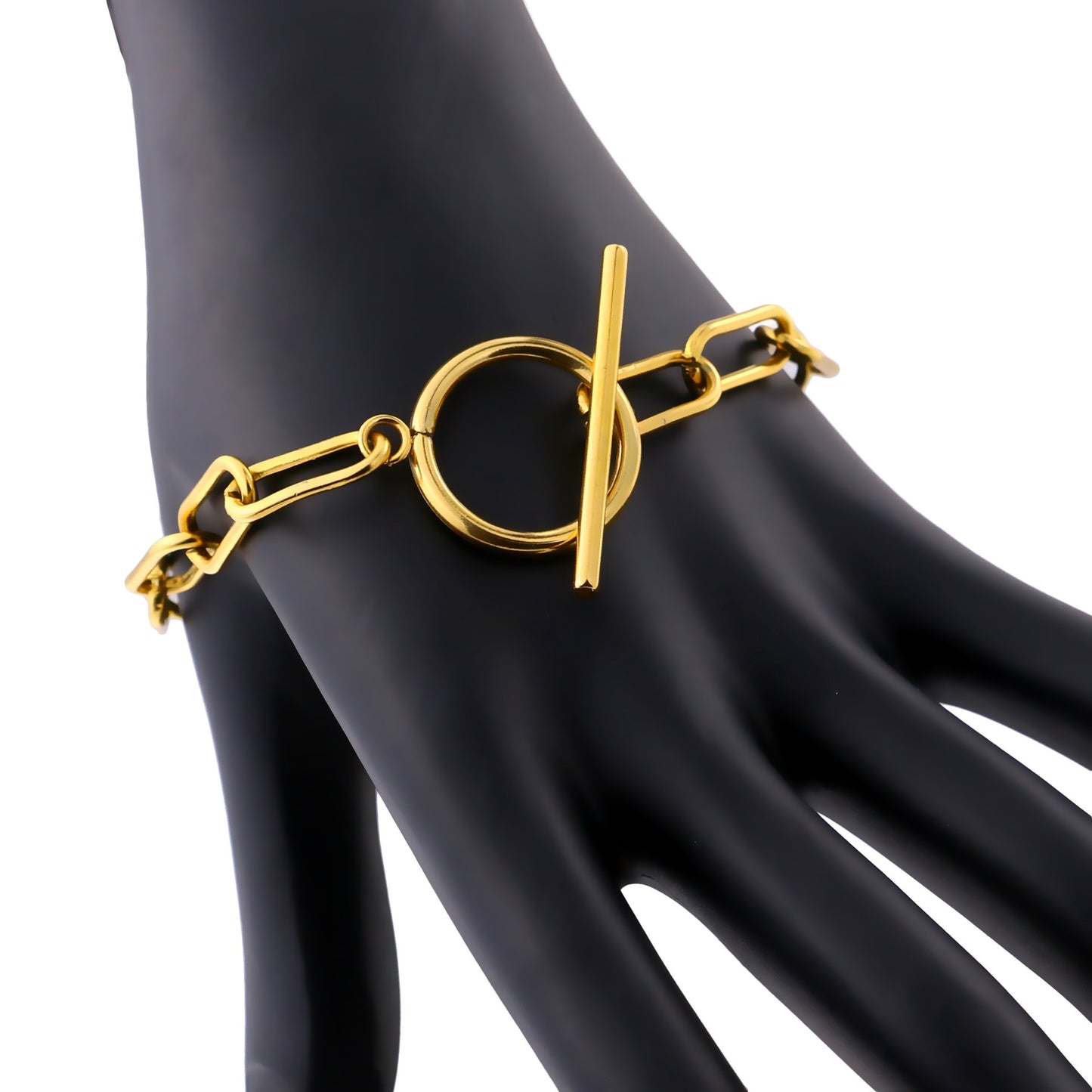 Millie – Bracelet T-Bar à Maillons Rectangulaires en Or