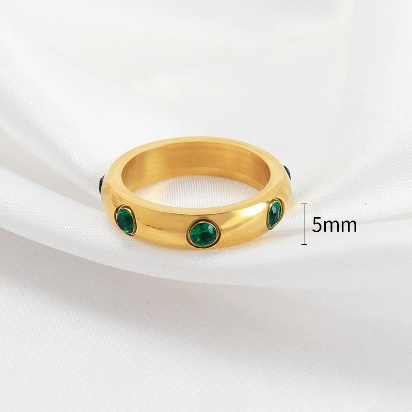 Clara – Bague Cristaux Émeraude Élégante
