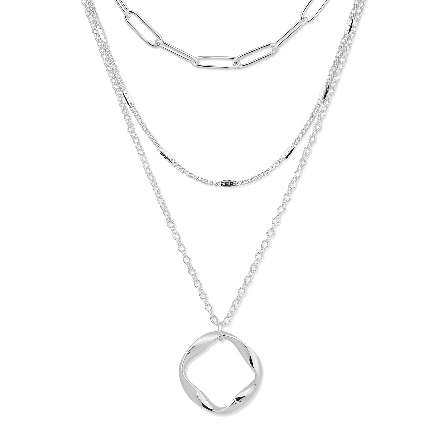 Aveline – Collier Trois Rangs Cercle Ouvert en Argent