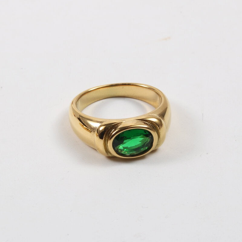 Alina – Bague Zircons Multicolores Plaquée Or