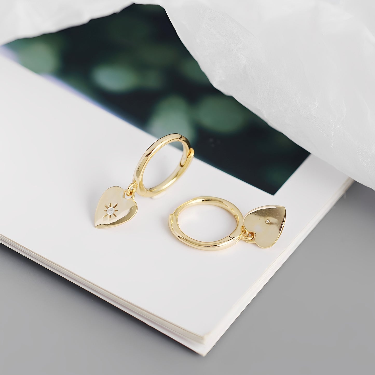 Zendy – Boucles d'Oreilles Métalliques Cœur Pêche