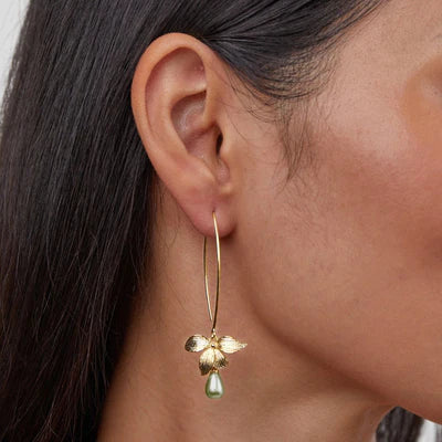 Kreselle – Boucles d’Oreilles Goutte Feuille Perle