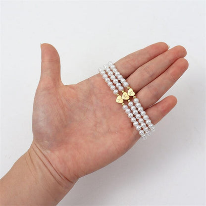 Bracelet en perles avec initiales gravées - Bracelet en perles cœur personnalisé
