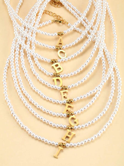 Collier perlé avec initiales - Collier personnalisé avec perles