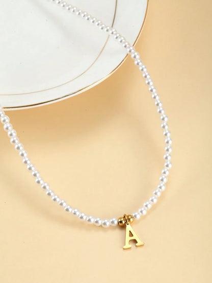 Collier perlé avec initiales - Collier personnalisé avec perles