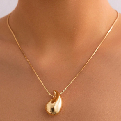 Collier Goutte d'Eau Surdimensionné - Collier Plaqué Or avec Pendentif en Forme de Goutte d'Eau