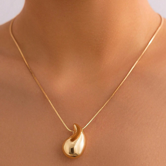 Collier Goutte d'Eau Surdimensionné - Collier Plaqué Or avec Pendentif en Forme de Goutte d'Eau