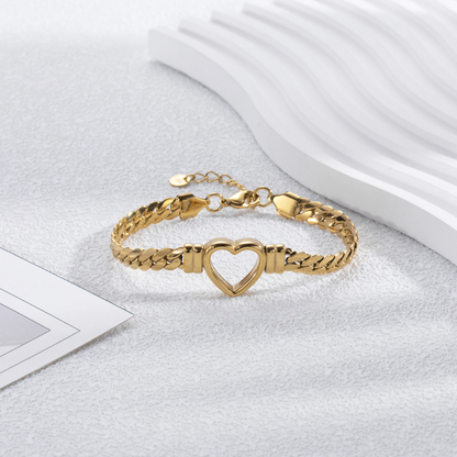 Bracelet Cœur Ouvert Doré