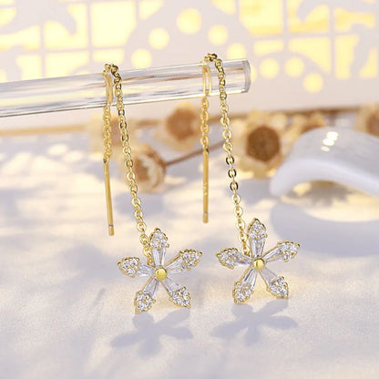 Boucles d'oreilles en fil pour femmes avec motif fleur