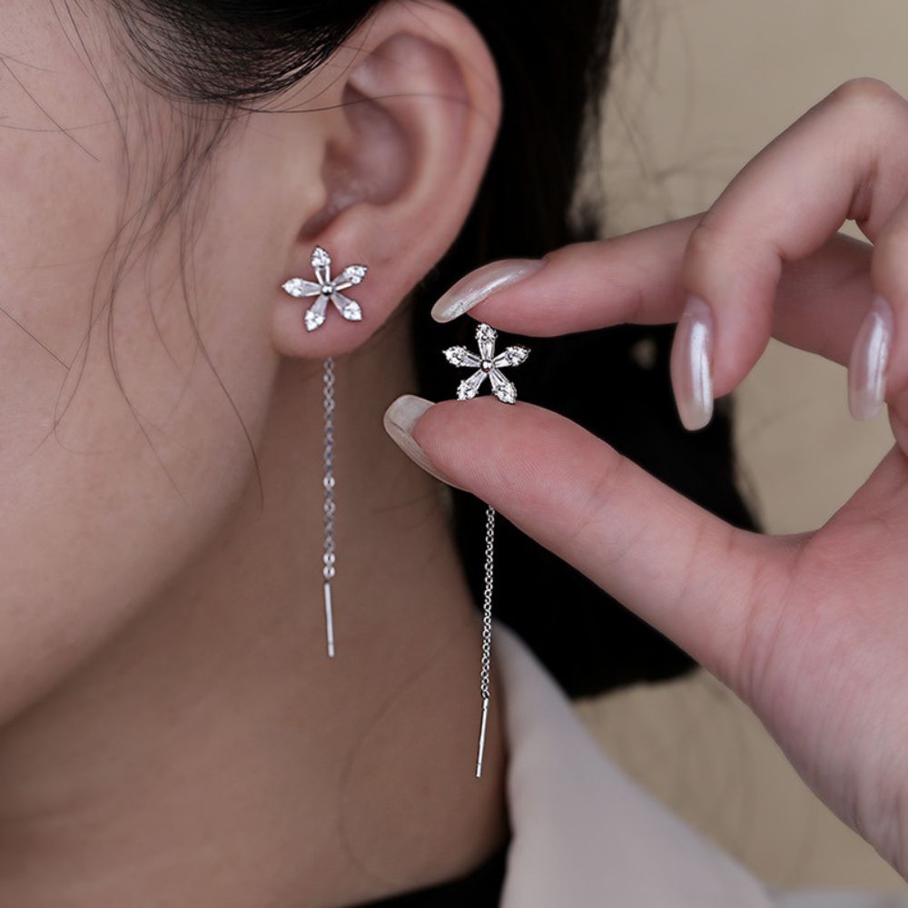 Boucles d'oreilles en fil pour femmes avec motif fleur