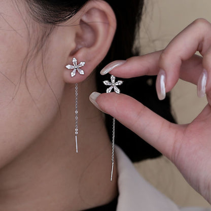 Boucles d'oreilles en fil pour femmes avec motif fleur