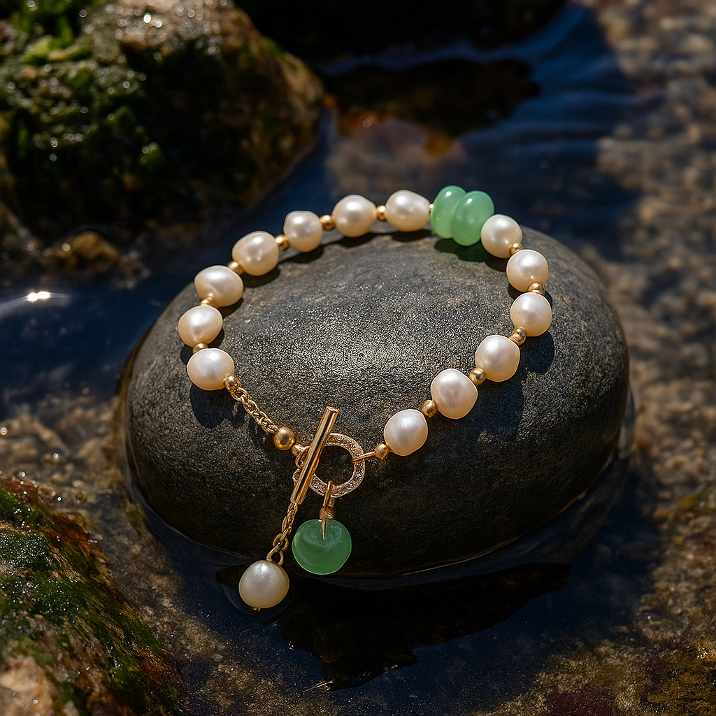 Leira – Bracelet Ajustable en Perles Irrégulières