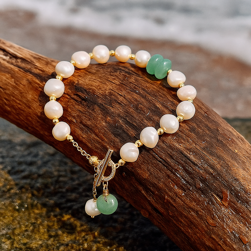 Leira – Bracelet Ajustable en Perles Irrégulières
