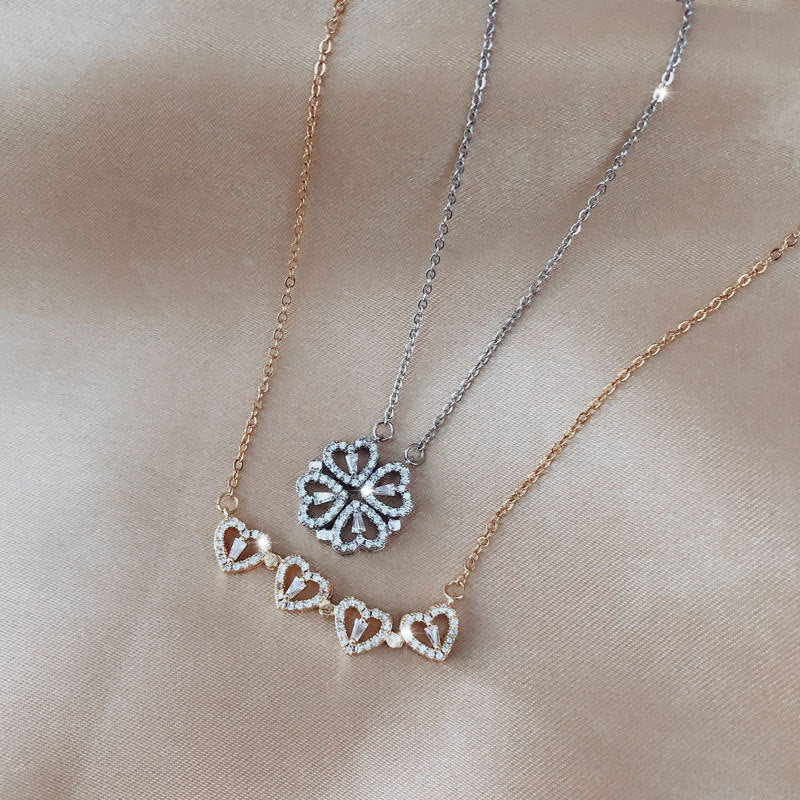 Collier Trèfle à Quatre Feuilles - Collier Cœur Magnétique