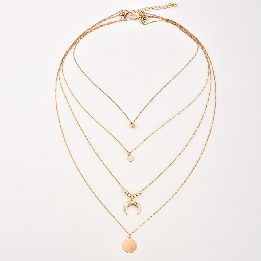 Collier Boho à couches multiples - Lune