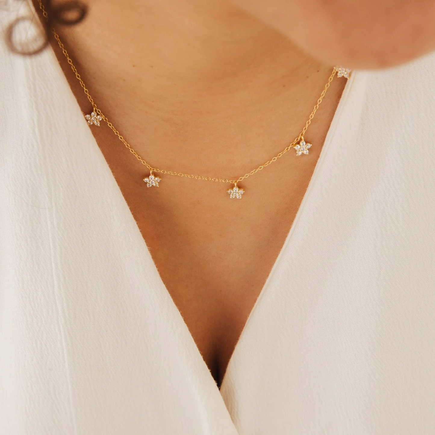 Collier Floral en Diamants Élégant