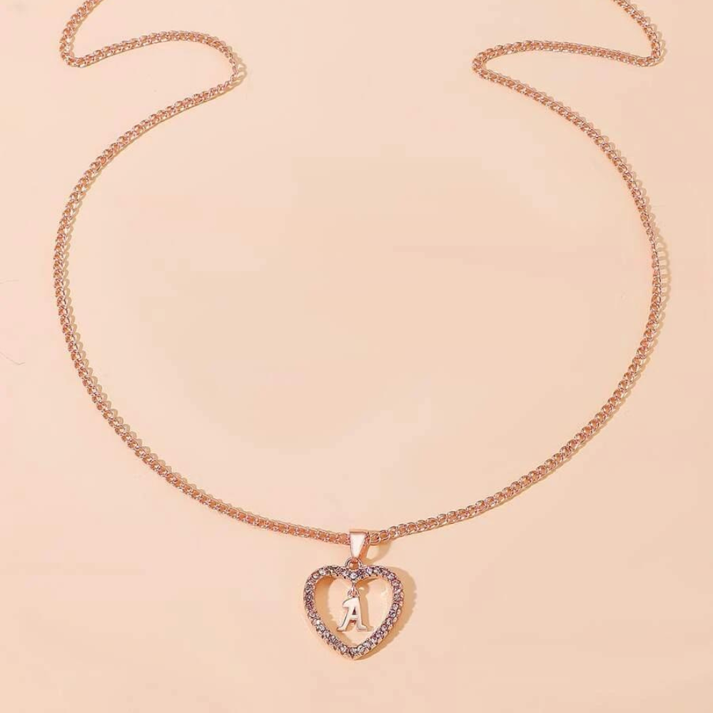 Collier Initiale en Cristal - Collier avec pendentif en forme de cœur avec initiale