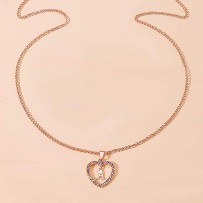 Collier Initiale en Cristal - Collier avec pendentif en forme de cœur avec initiale