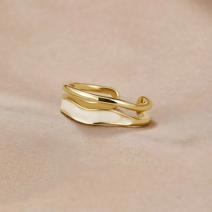 Clara – Bague Fritillaire Émail Blanc