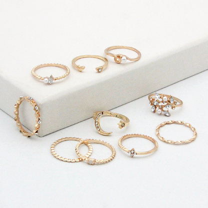 Mond et Étoile - 10 Pièces Bague Mode