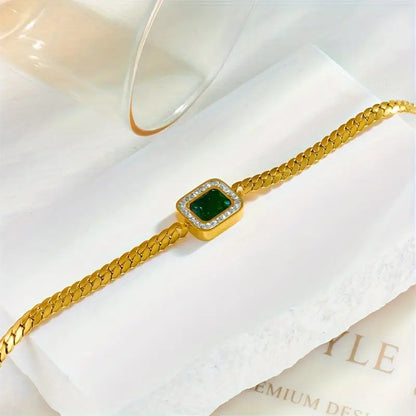 Orielle – Bracelet Doré Élégant à Pierre Verte Verdaska