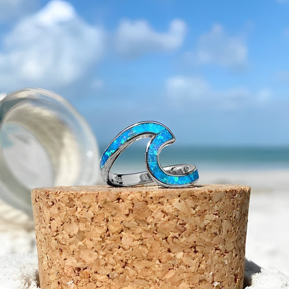 Nerina – Bague Vague Marine en Opale et Argent