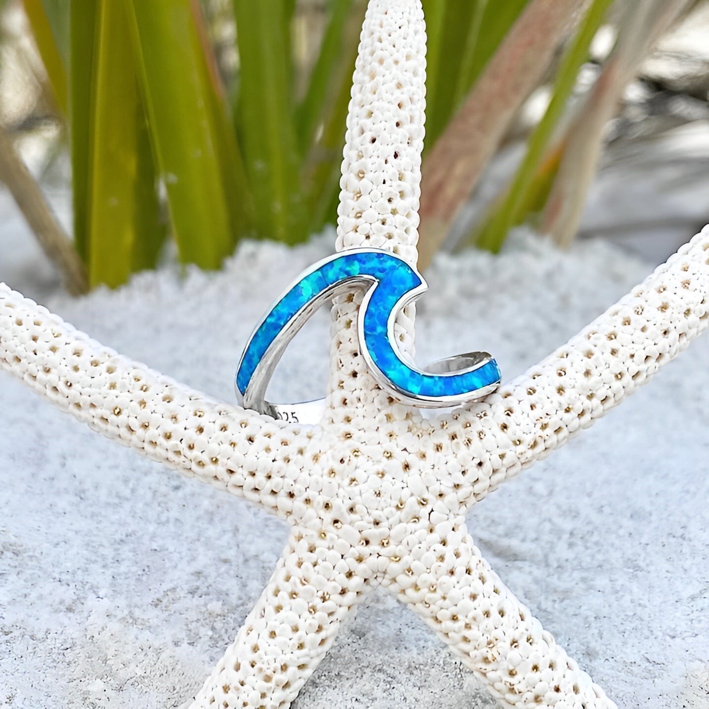 Nerina – Bague Vague Marine en Opale et Argent