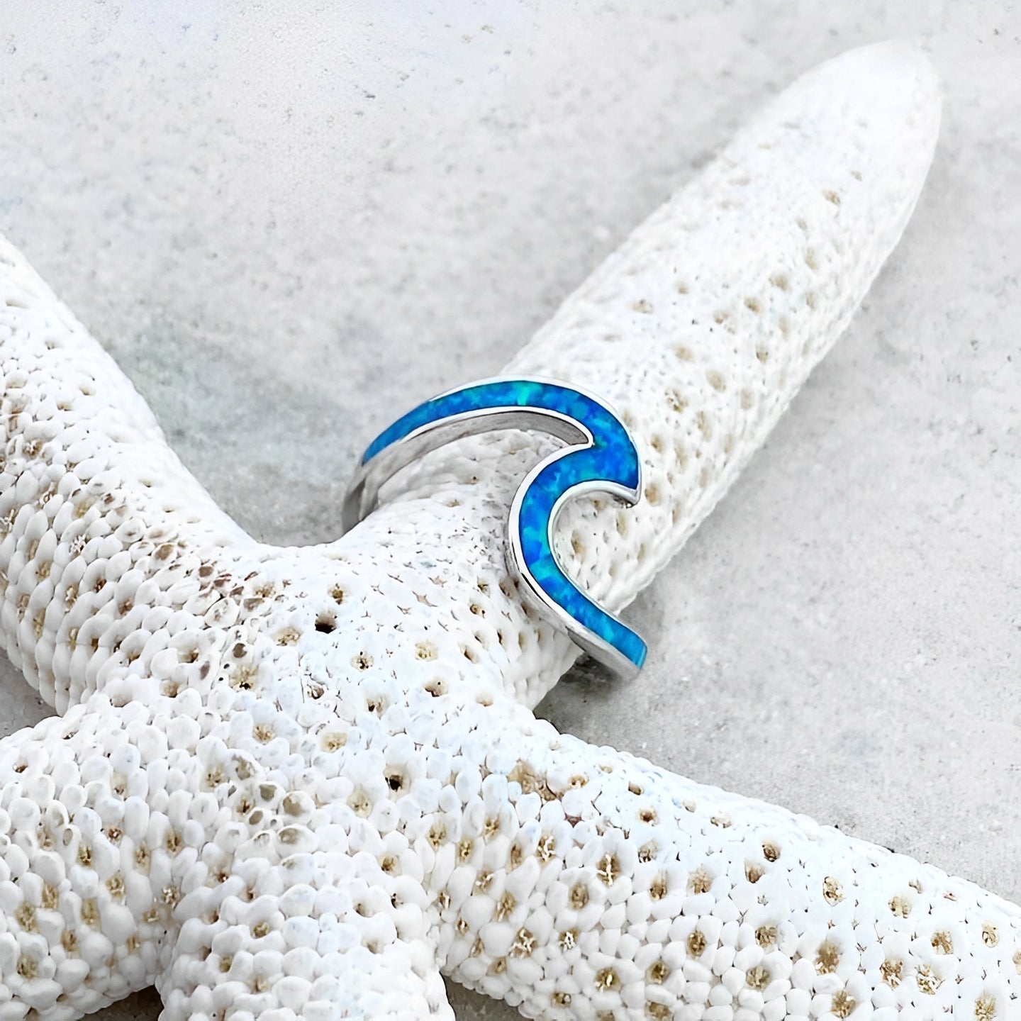 Nerina – Bague Vague Marine en Opale et Argent