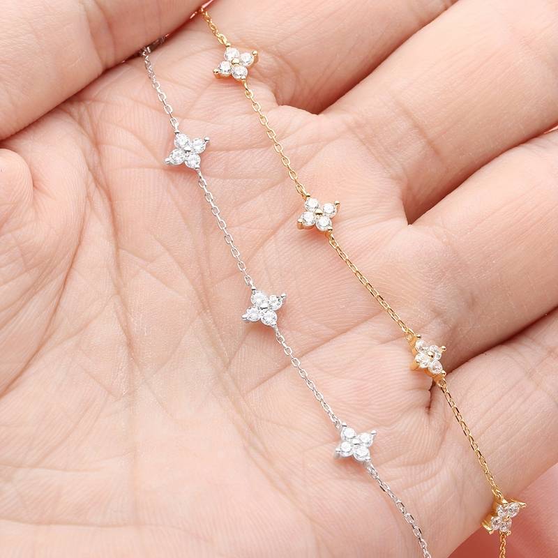 Bracelet en fleur de zirconium - Bracelet minimaliste