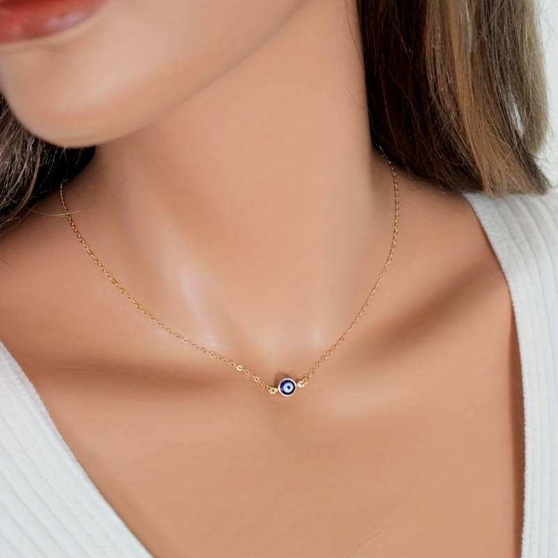 Collier vintage avec le mauvais œil bleu - Collier avec le mauvais œil